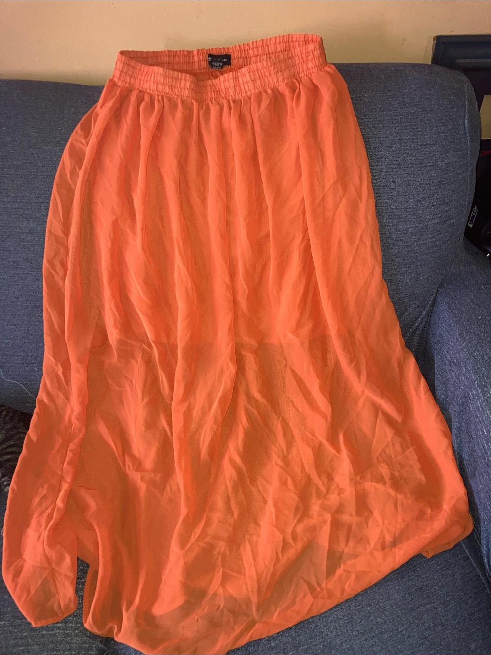 Y2K Seductions Lightweight Orange Maxi Skirt with Elastic Waist